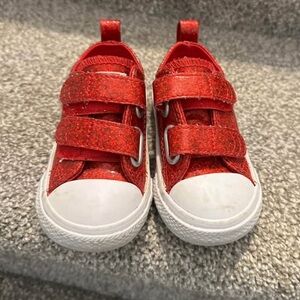 Toddler size 5 Converse Red Sparkle Sneakers